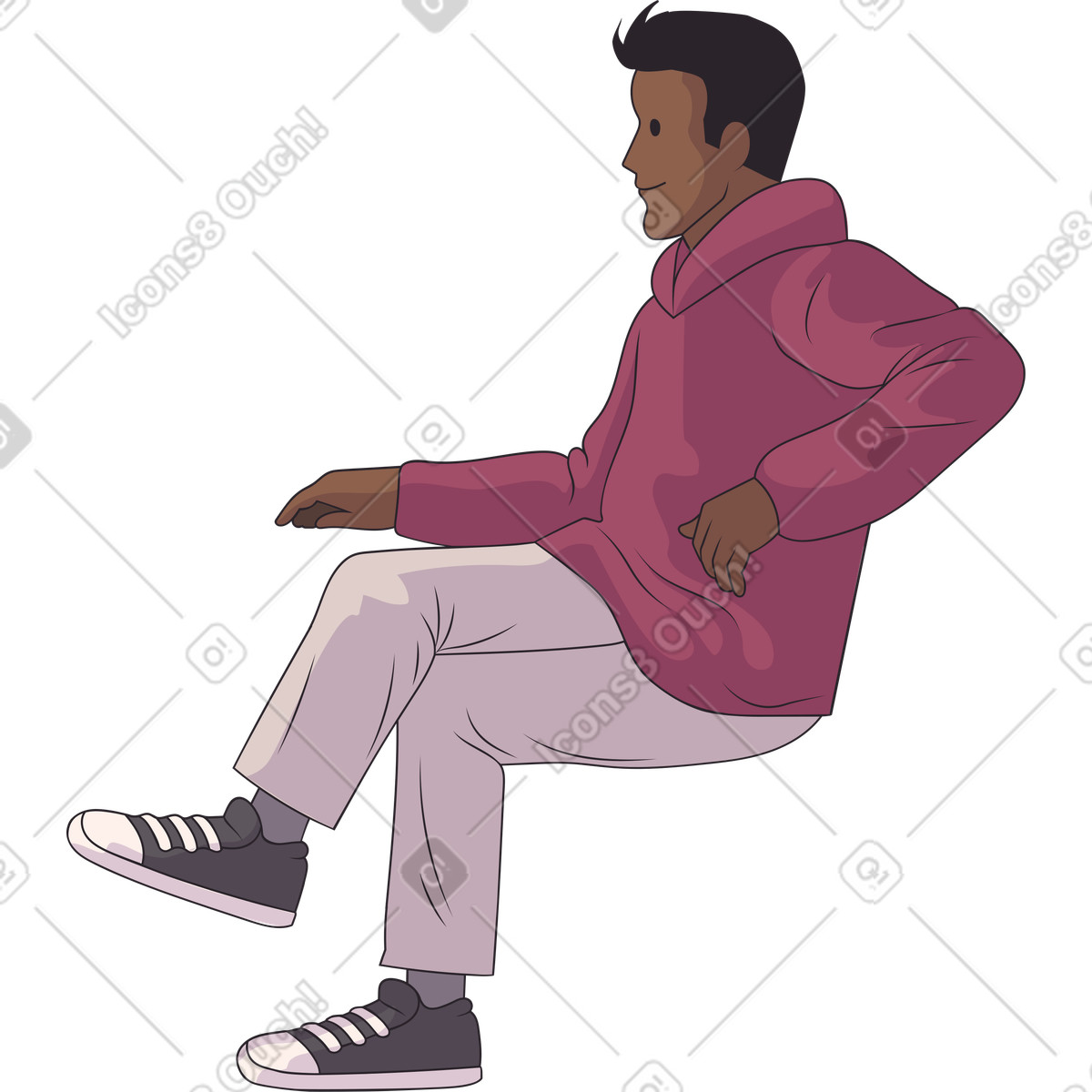 Illustration Sitting man folded his legs dans le style Eastwood à télécharger aux formats PNG, SVG