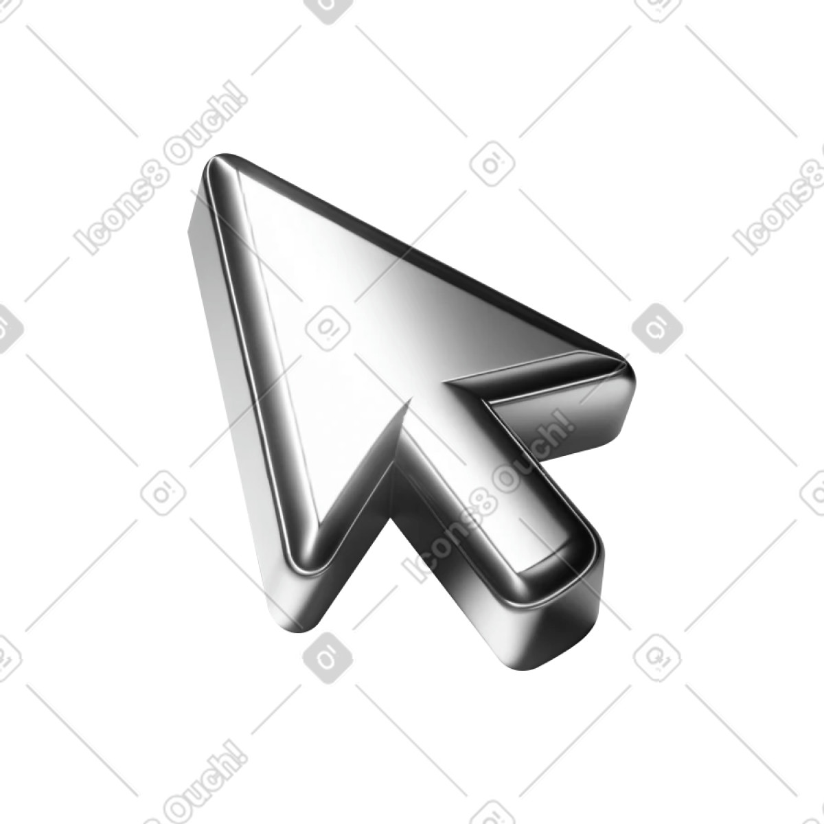 Verchromter cursor-Illustration im Chromed-Stil als Download in PNG, SVG
