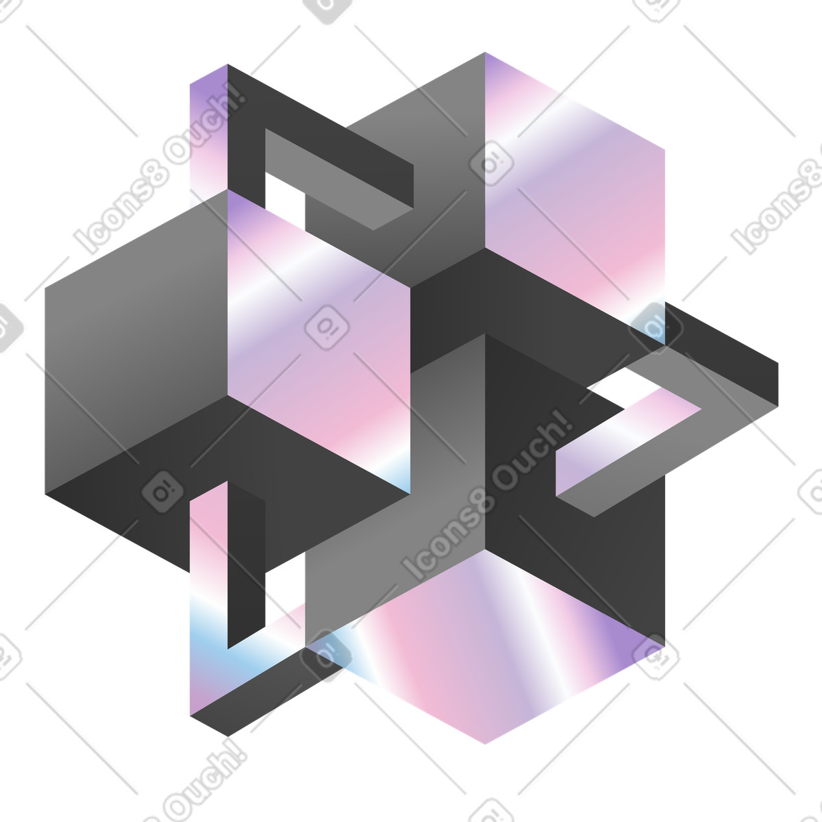Illustration Cubes d'illusion d'optique avec dégradé, innovation et créativité dans le style Illusion à télécharger aux formats PNG, SVG