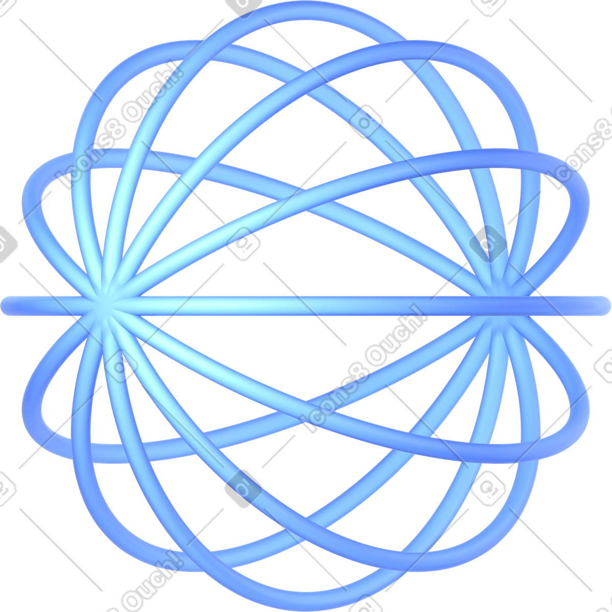3D Glassy スタイルの Abstract spherical blue atomic structure のイラストをPNG、SVG形式でダウンロード