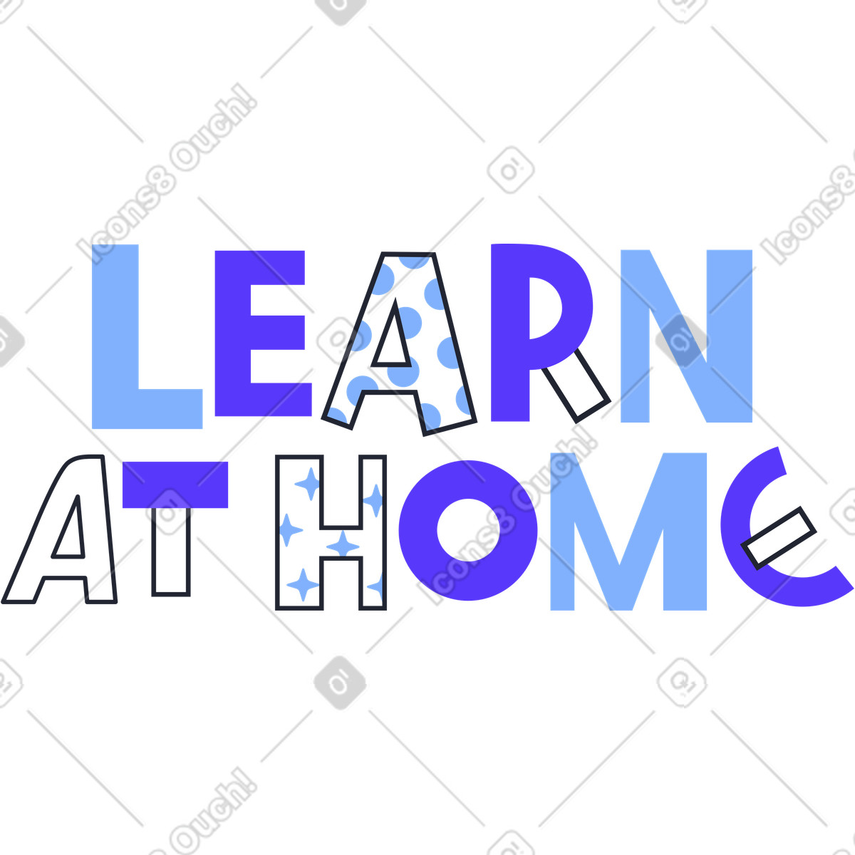 Lettering learn at home illustration in Pablita style download in PNG, SVG