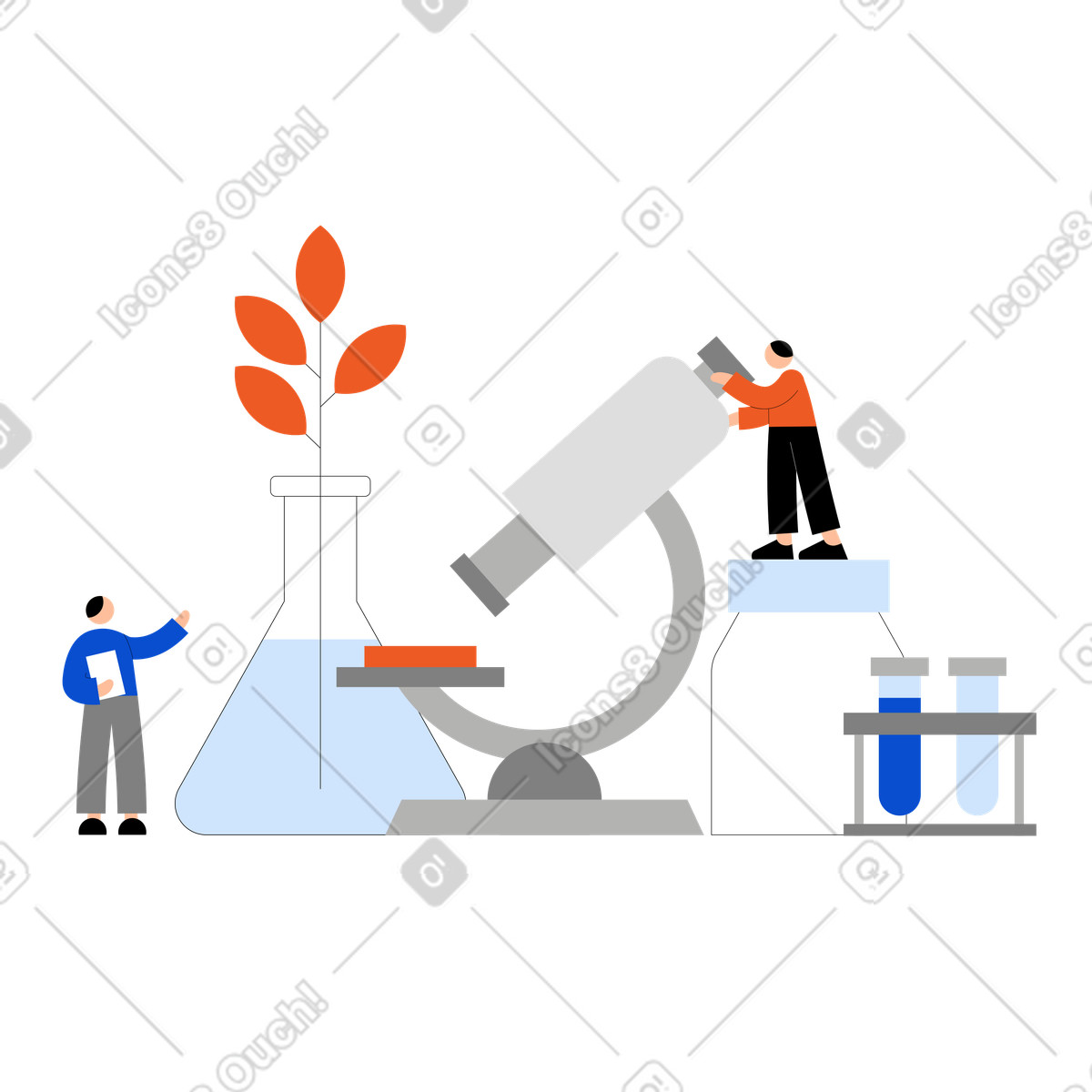 下载 Tiny 风格的 在实验室工作的年轻人 插画，支持 PNG、SVG 格式