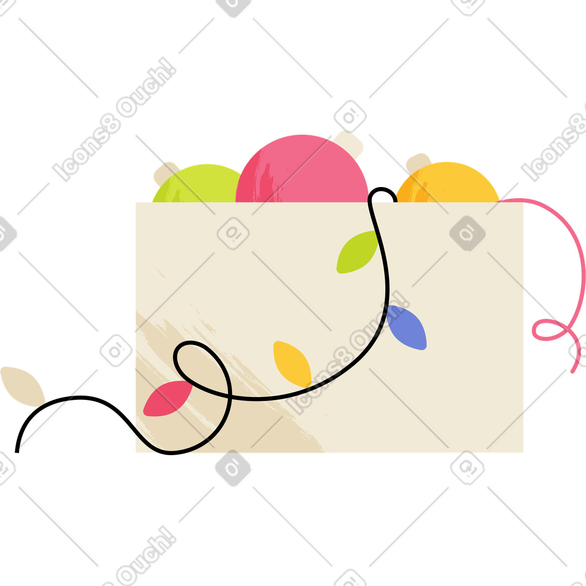 Ilustração de Caixa com enfeites natal em no estilo Juicy para baixar em PNG, SVG