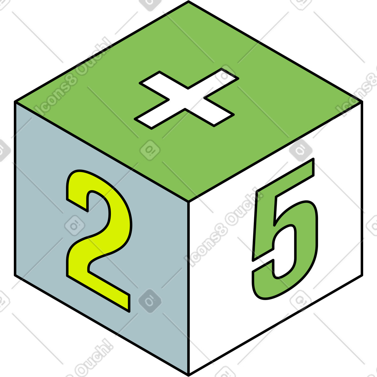 Cube with numbers illustration in Isometric style download in PNG, SVG