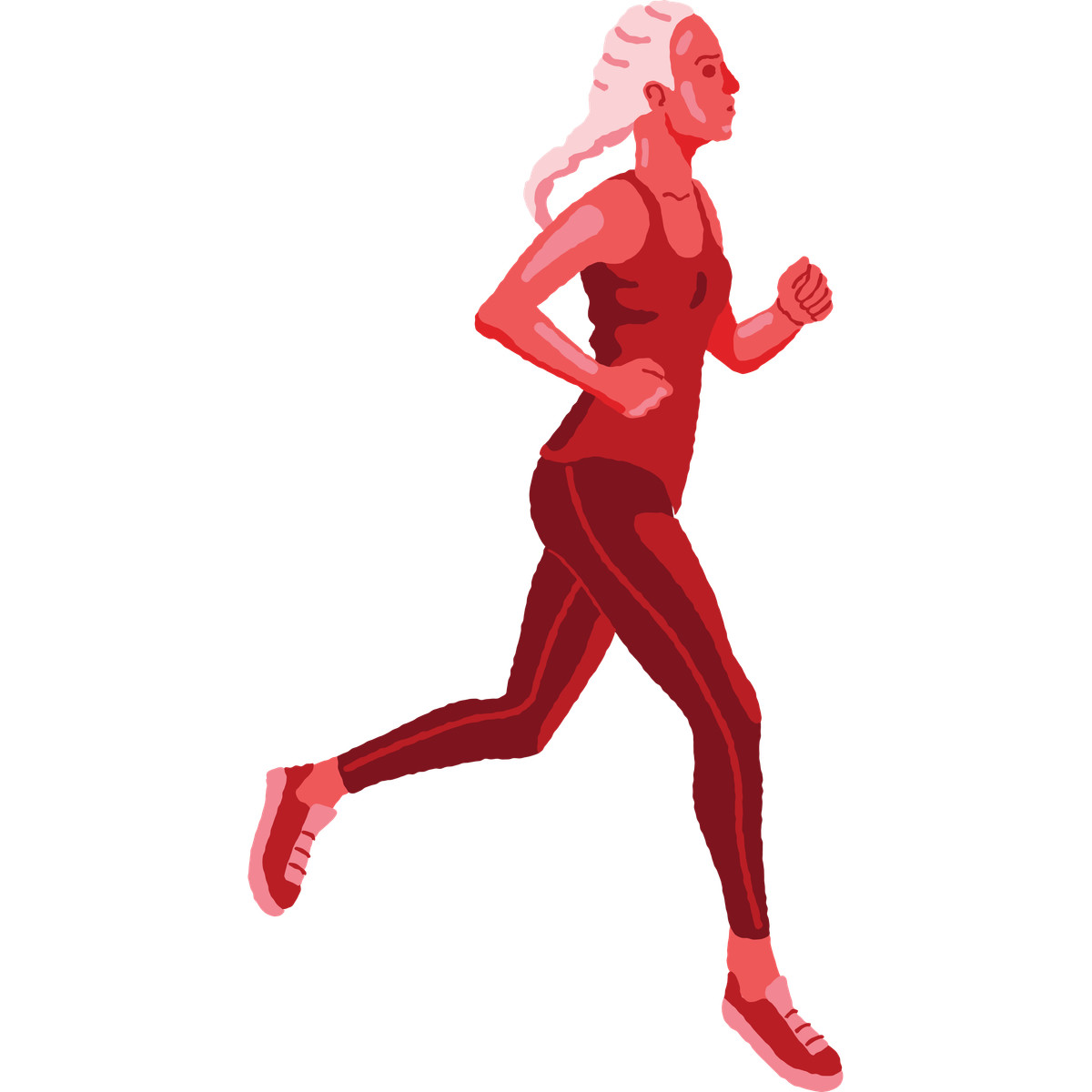 Woman running illustration in Cherry style download in PNG, SVG