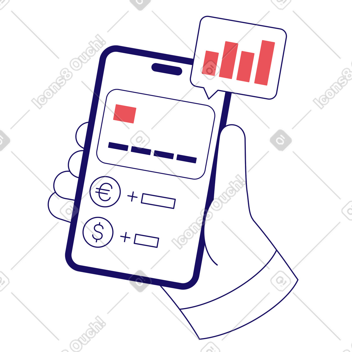 Ilustração de Mobile banking app interface, Digital wallet and online em no estilo Bendy para baixar em PNG, SVG