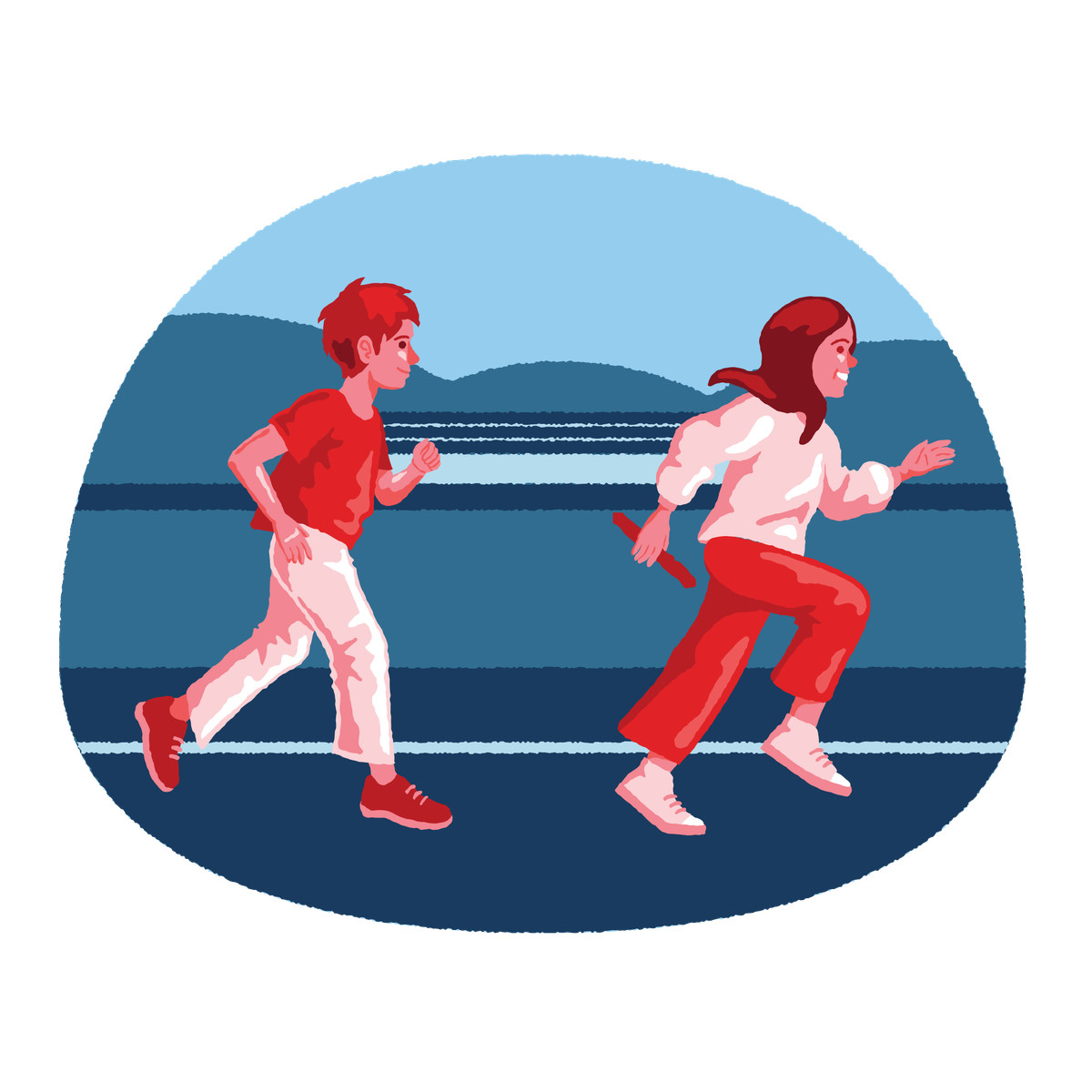 Illustration Relay race running dans le style Cherry à télécharger aux formats PNG, SVG