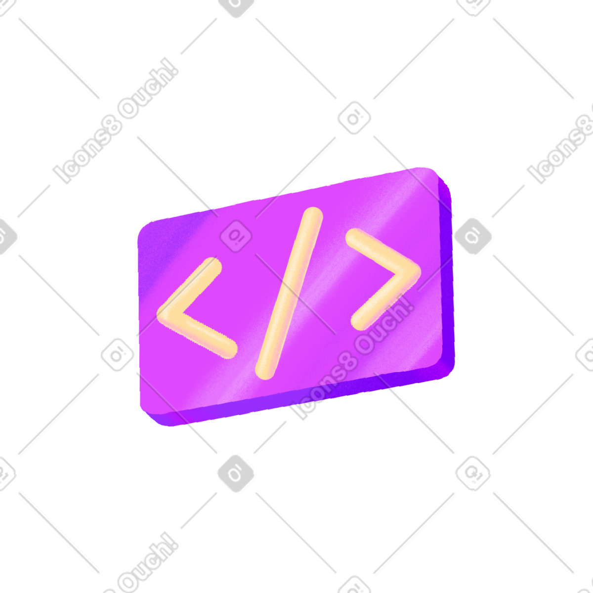 Code brackets in the purple rectangle illustration Smart style download PNG, SVG