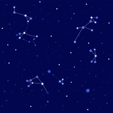 A night sky filled with stars and constellations shaped like neurons