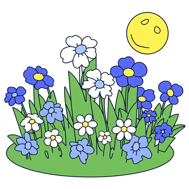 A garden filled with various night-blooming flowers, such as white moonflowers and deep blue evening primroses. The flowers are open, their petals glowing softly under the illumination of a bright full moon. Shadows are cast from the surrounding greenery, creating a contrast between light and dark. The grass is lush and vibrant, adding to the overall scene of tranquility. A gentle breeze lightly moves some of the flowers, enhancing the peaceful ambiance of the moonlit garden.