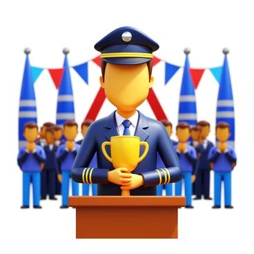 A proud pilot receiving an award at a ceremonial event