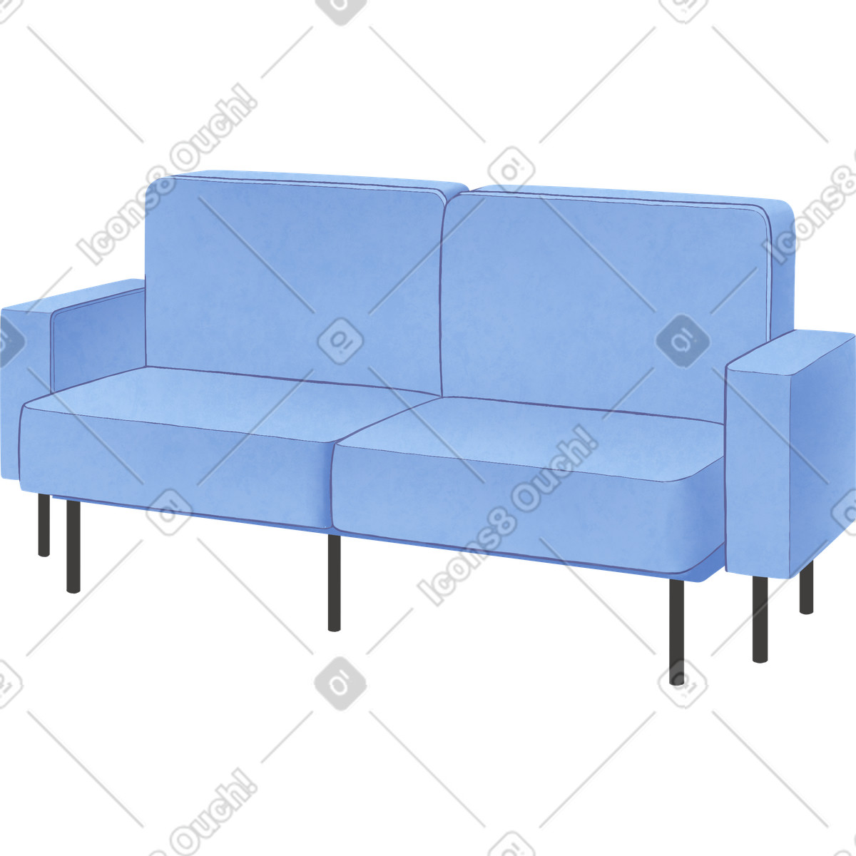 Illustration Blue couch dans le style Lifestyle à télécharger aux formats PNG, SVG