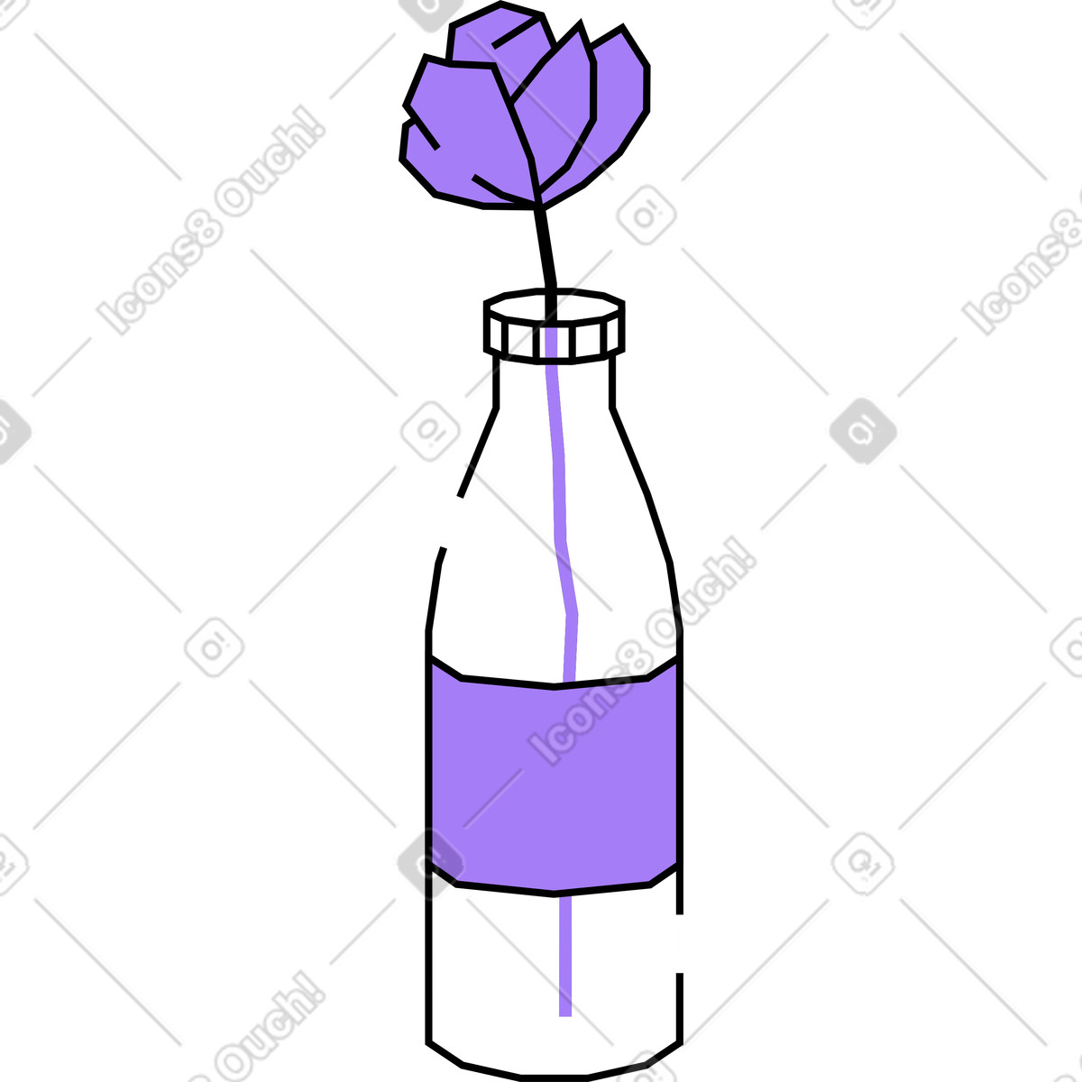 Ilustração de Garrafa com rosa em no estilo Amethyst para baixar em PNG, SVG