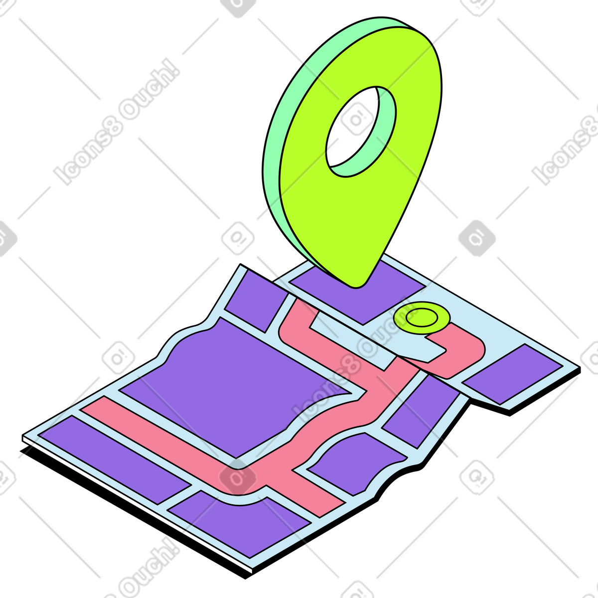 下载 Project 风格的 标有位置的地图 插画，支持 PNG、SVG 格式