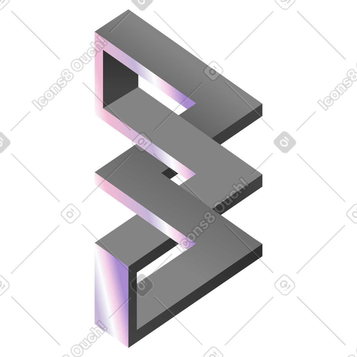 Unmögliche formillusion in isometrischer ansicht-Illustration im Illusion-Stil als Download PNG, SVG
