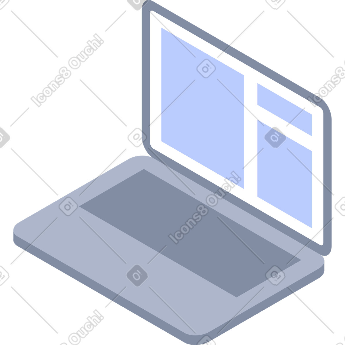 Laptop with frames illustrazione in stile System scarica in PNG, SVG