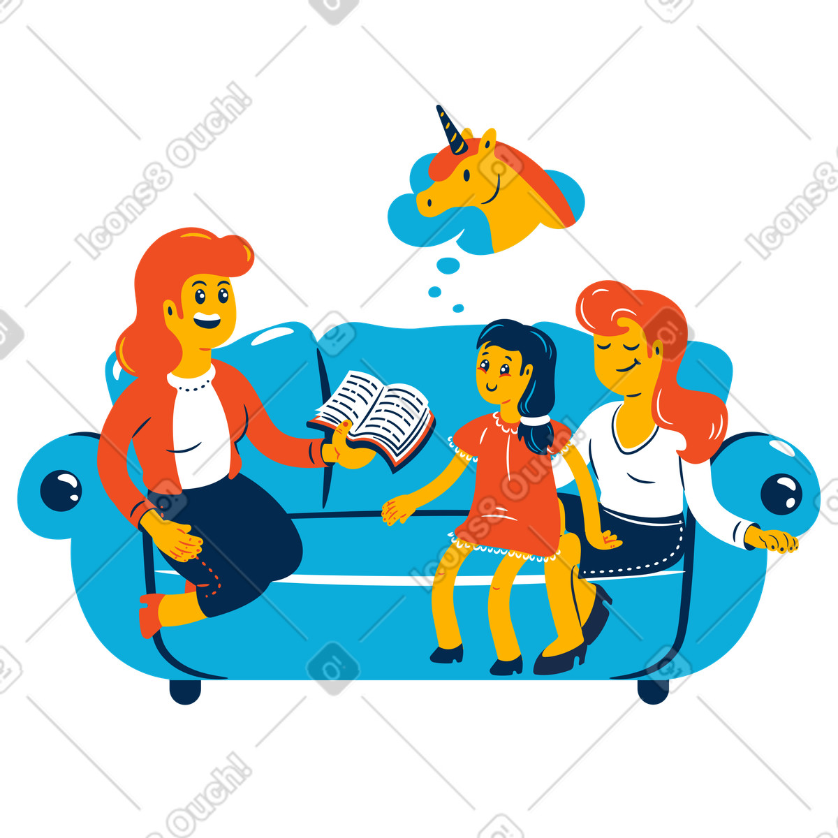 Ilustração de Lendo um conto fadas em no estilo Flame para baixar em PNG, SVG