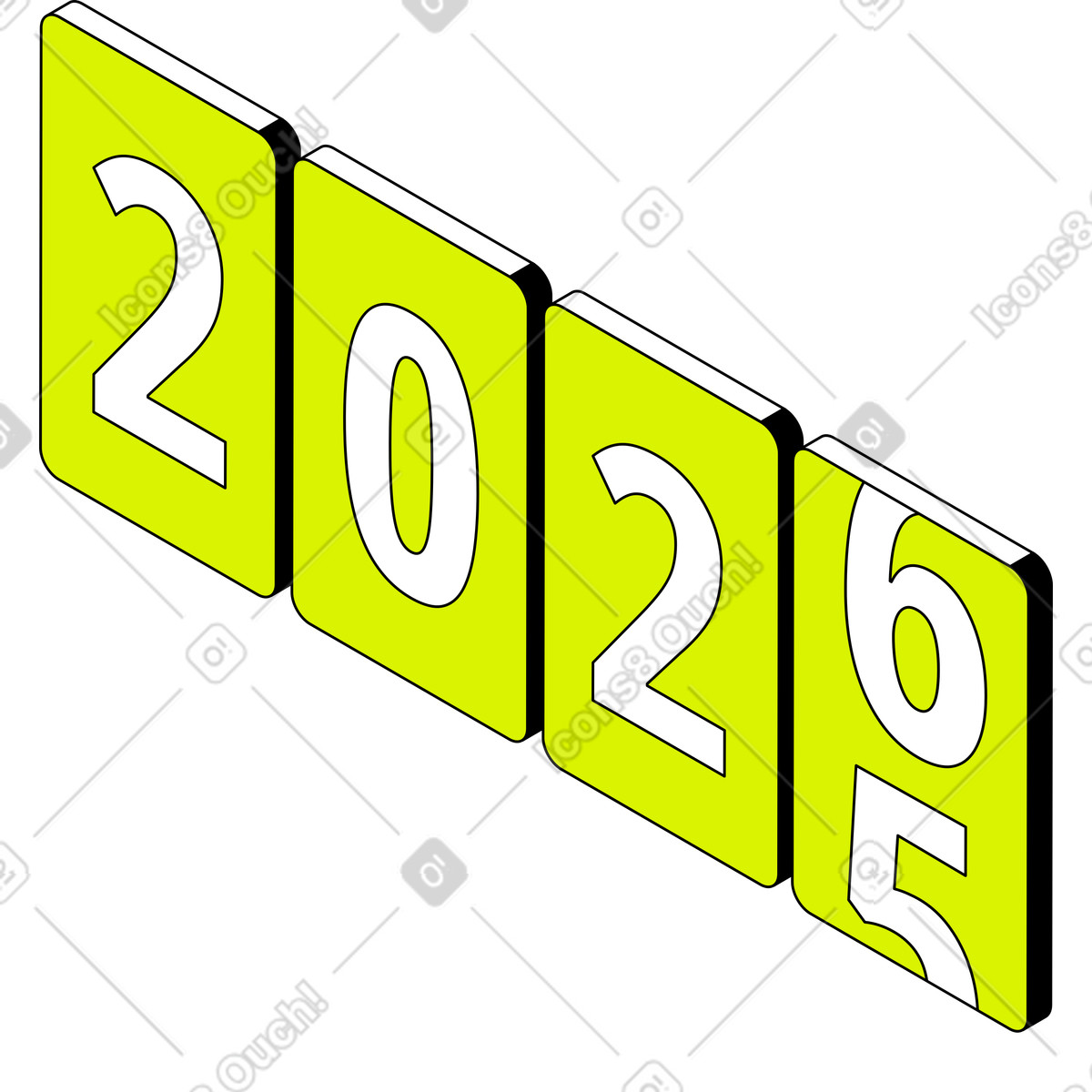 Twenty six year counter illustration in Isometric style download in PNG, SVG