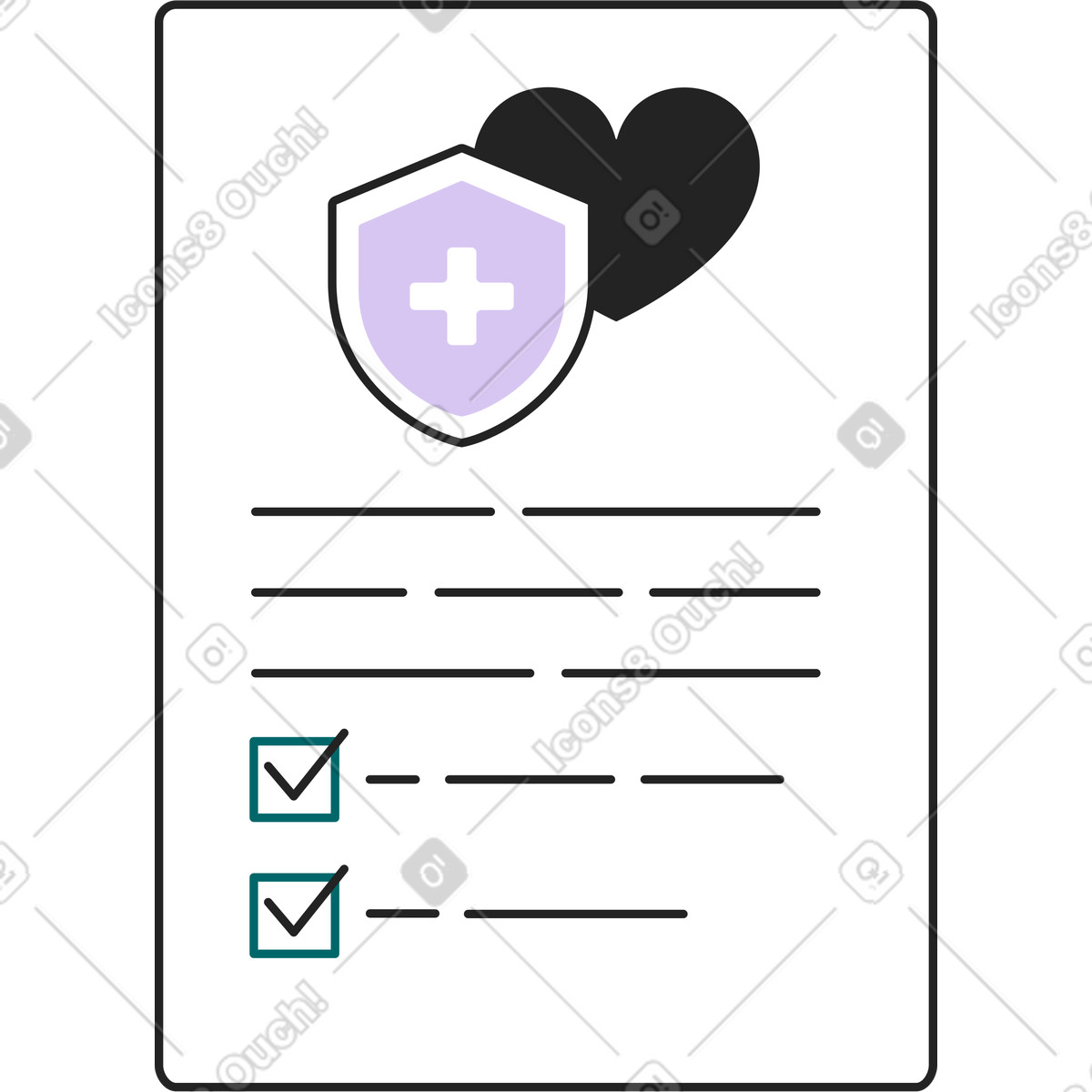 Medical insurance illustration in Sammy Line style download in PNG, SVG