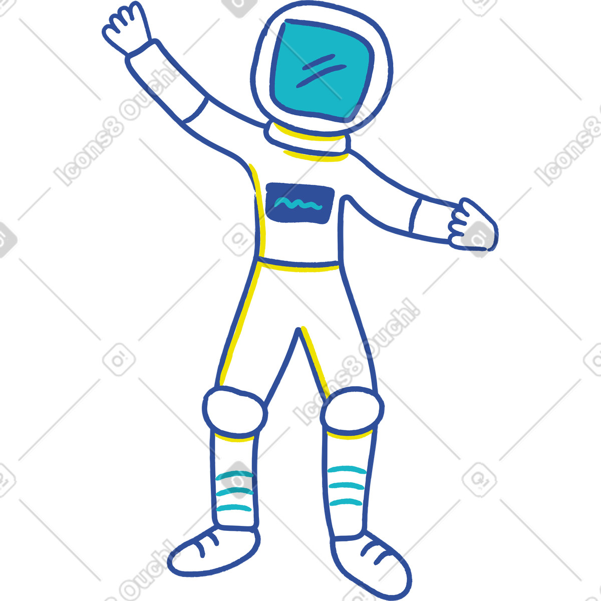 Astronaut-Illustration im Lime-Stil als Download in PNG, SVG