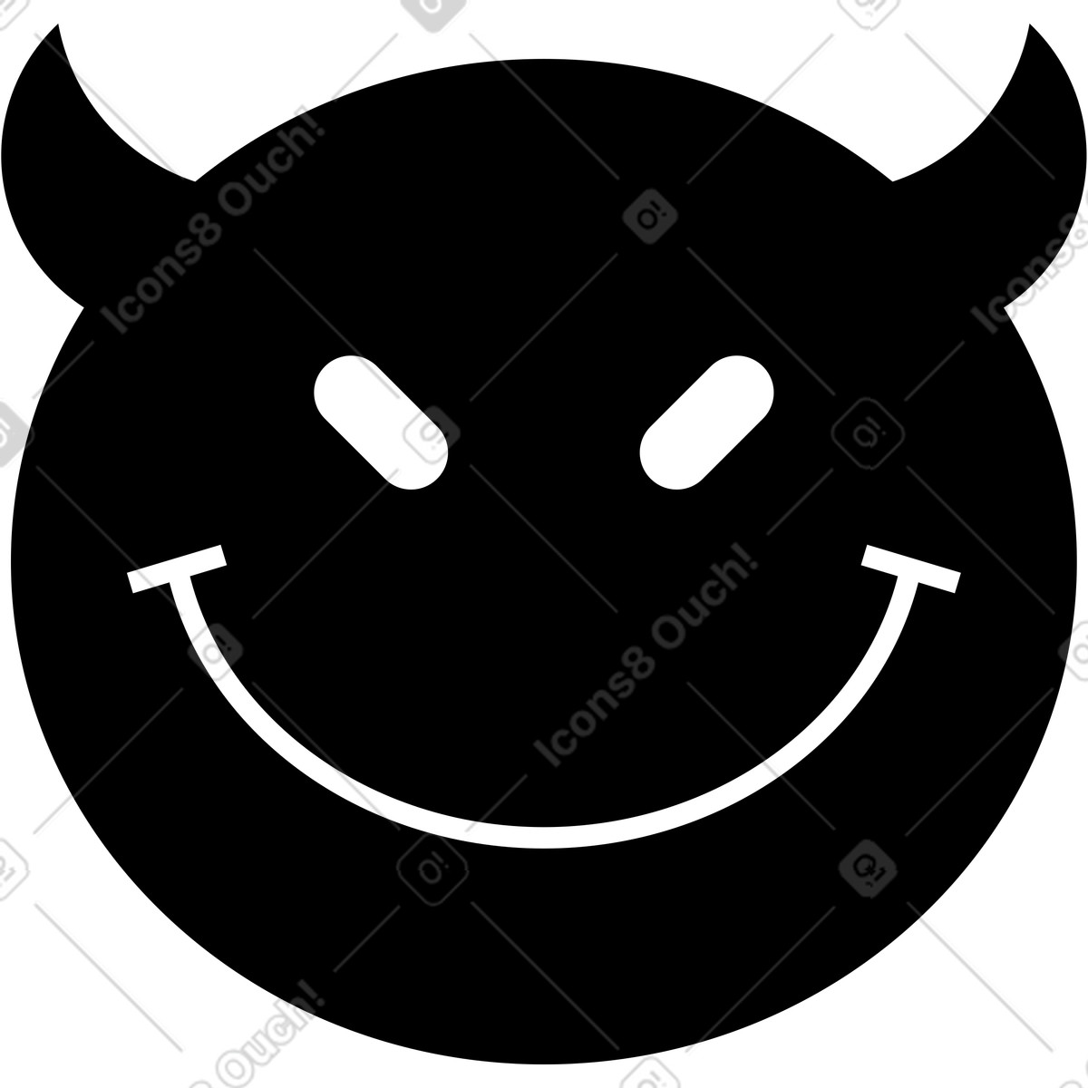Smiley with horns illustration in Memphis style download in PNG, SVG