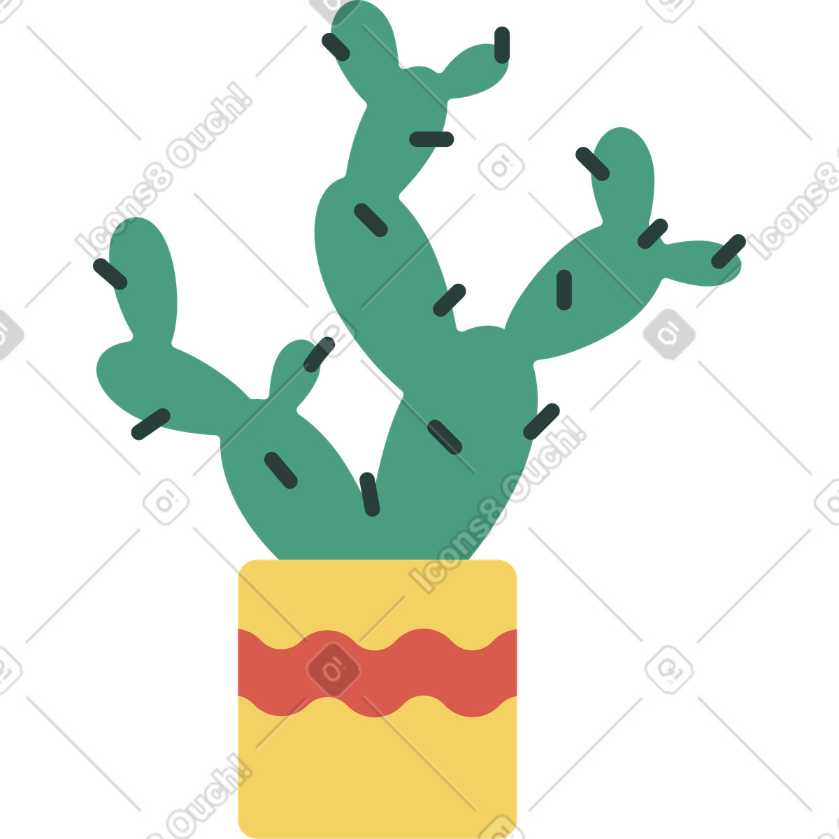 Cactus in vaso illustrazione stile Macaroni scarica PNG, SVG