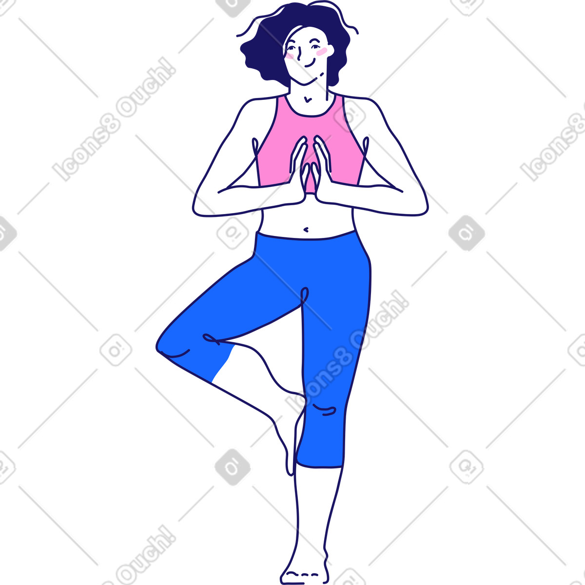 Frau macht yoga-Illustration im Matey-Stil als Download in PNG, SVG
