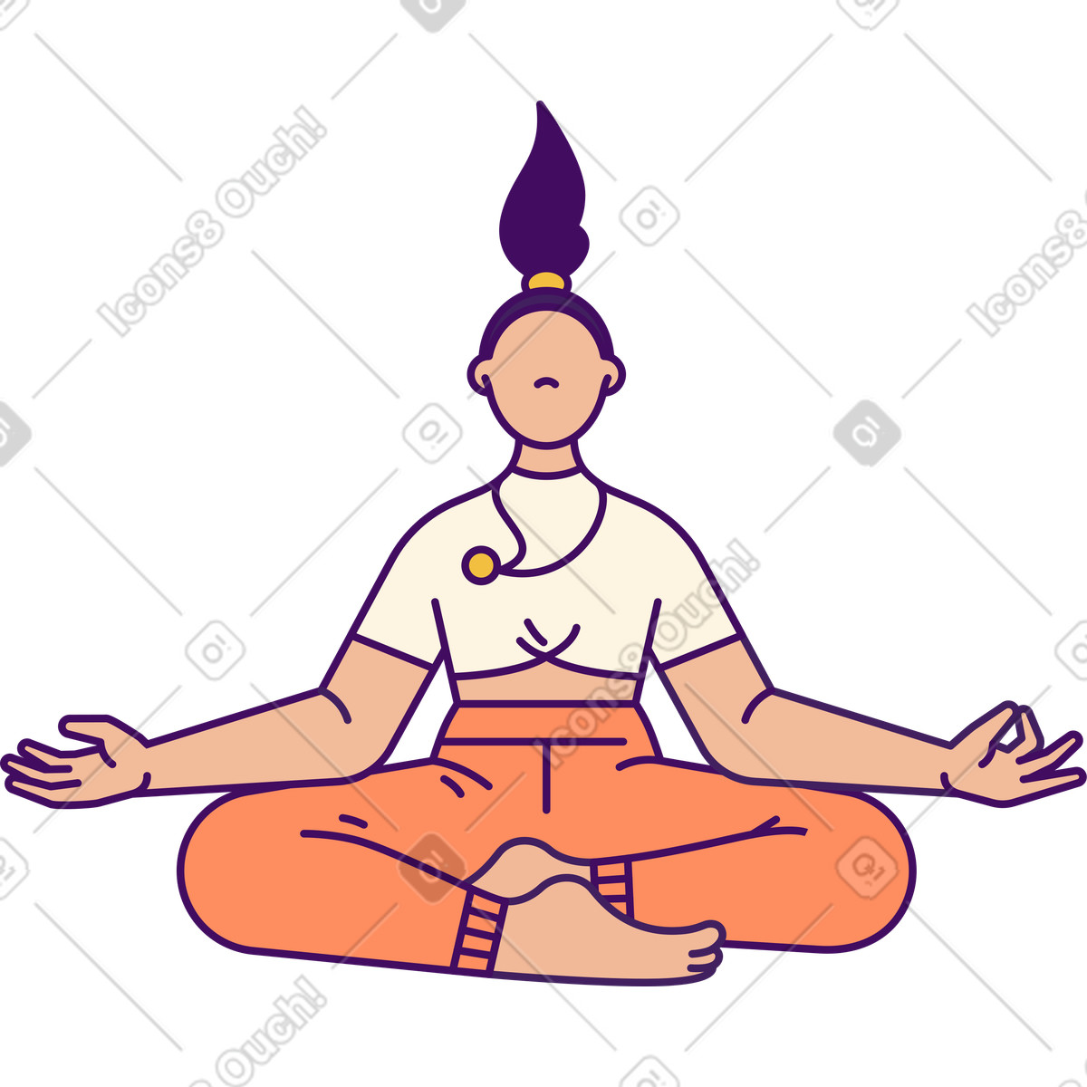 Young woman in lotus position illustration in Simplistic style download in PNG, SVG