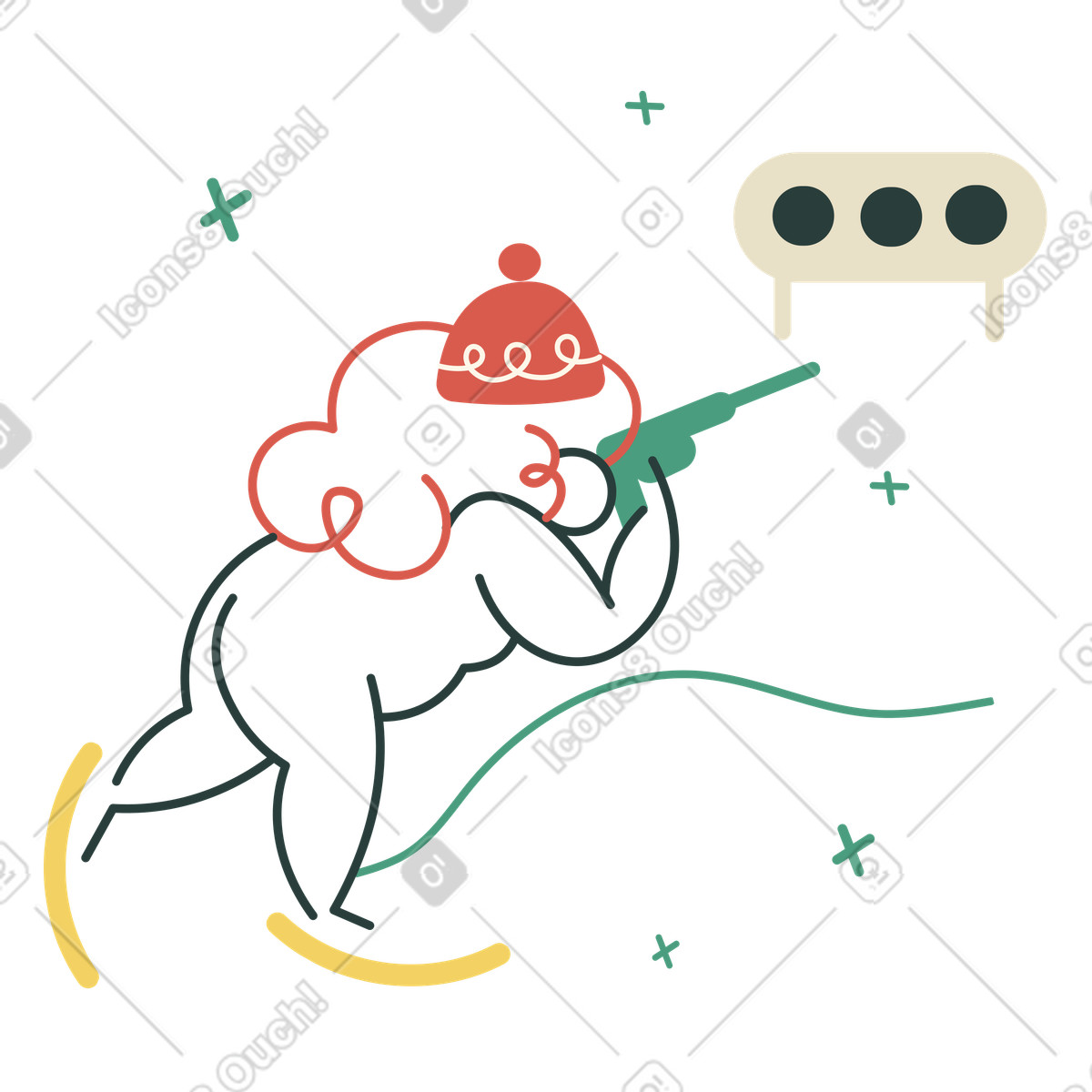 Macaroni 스타일의 바이애슬론에 출전하는 여자 선수 일러스트레이션 PNG, SVG 다운로드