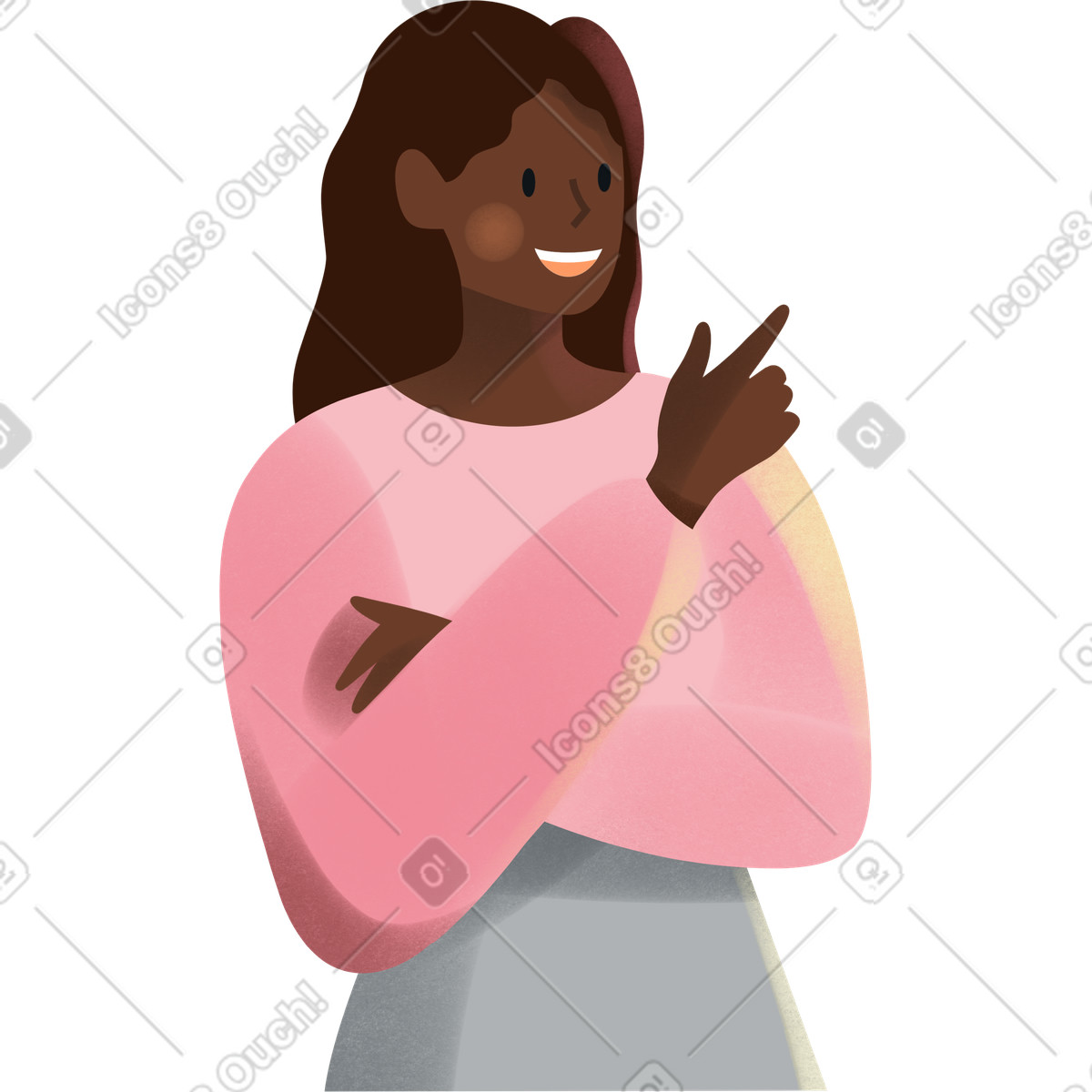 Young woman with crossed arms-Illustration im Shine-Stil als Download in PNG, SVG