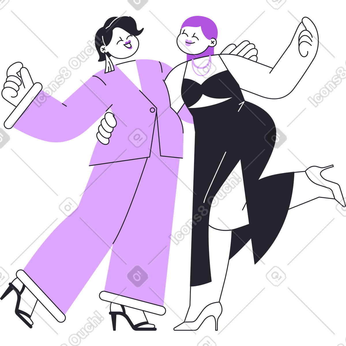 Two friends hugging and smiling illustration in Grapy style download in PNG, SVG