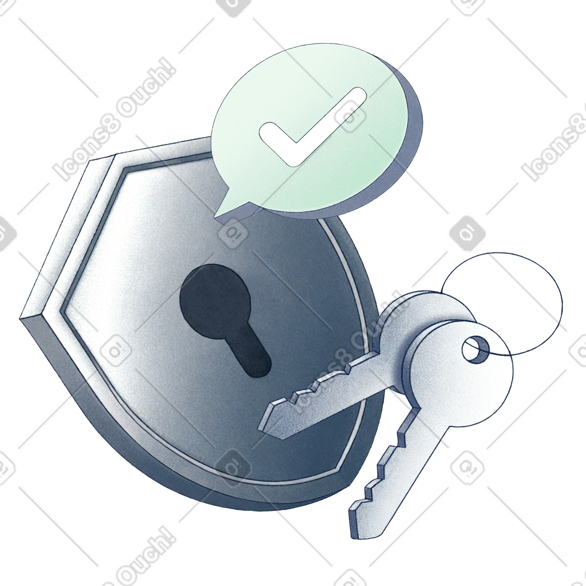 Haze 스타일의 Shield with keys, Data security and privacy protection 일러스트레이션 PNG, SVG 다운로드