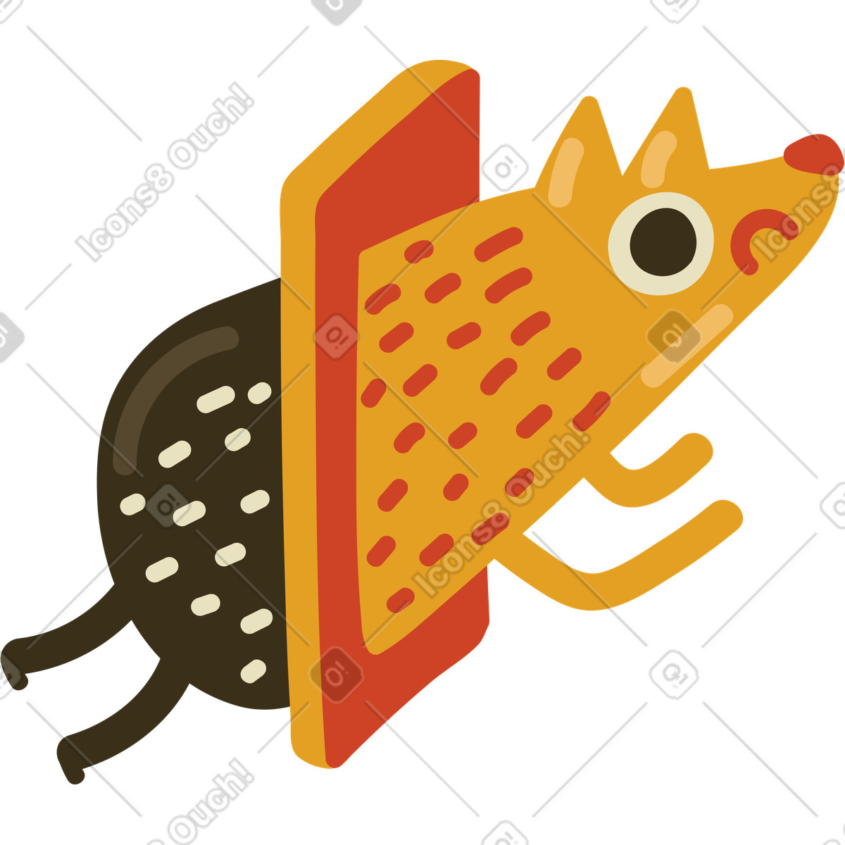 Ilustración Animal espacial en estilo Arabica a descargar en PNG y SVG