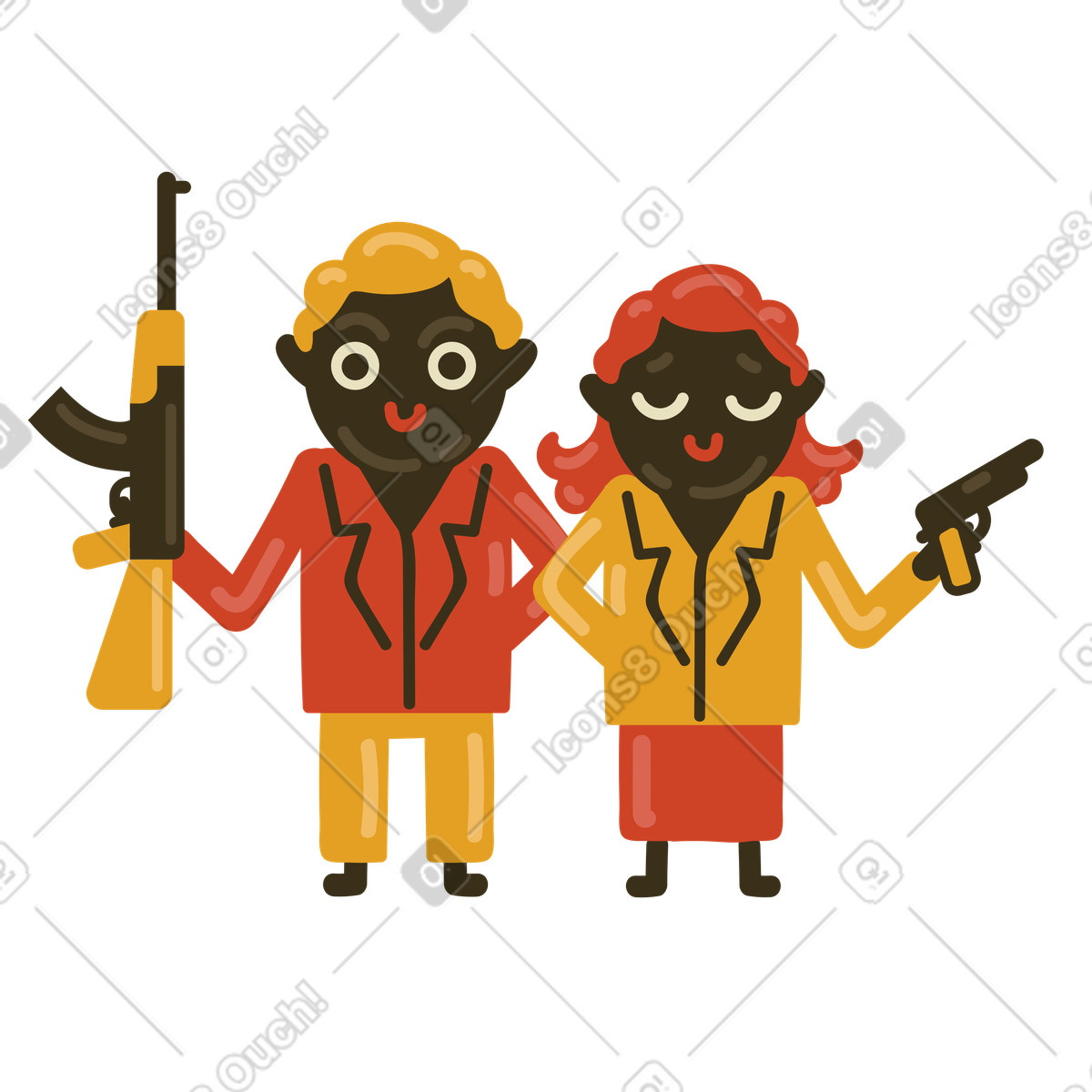 Ilustração de Bonnie e clyde em no estilo Arabica para baixar em PNG, SVG