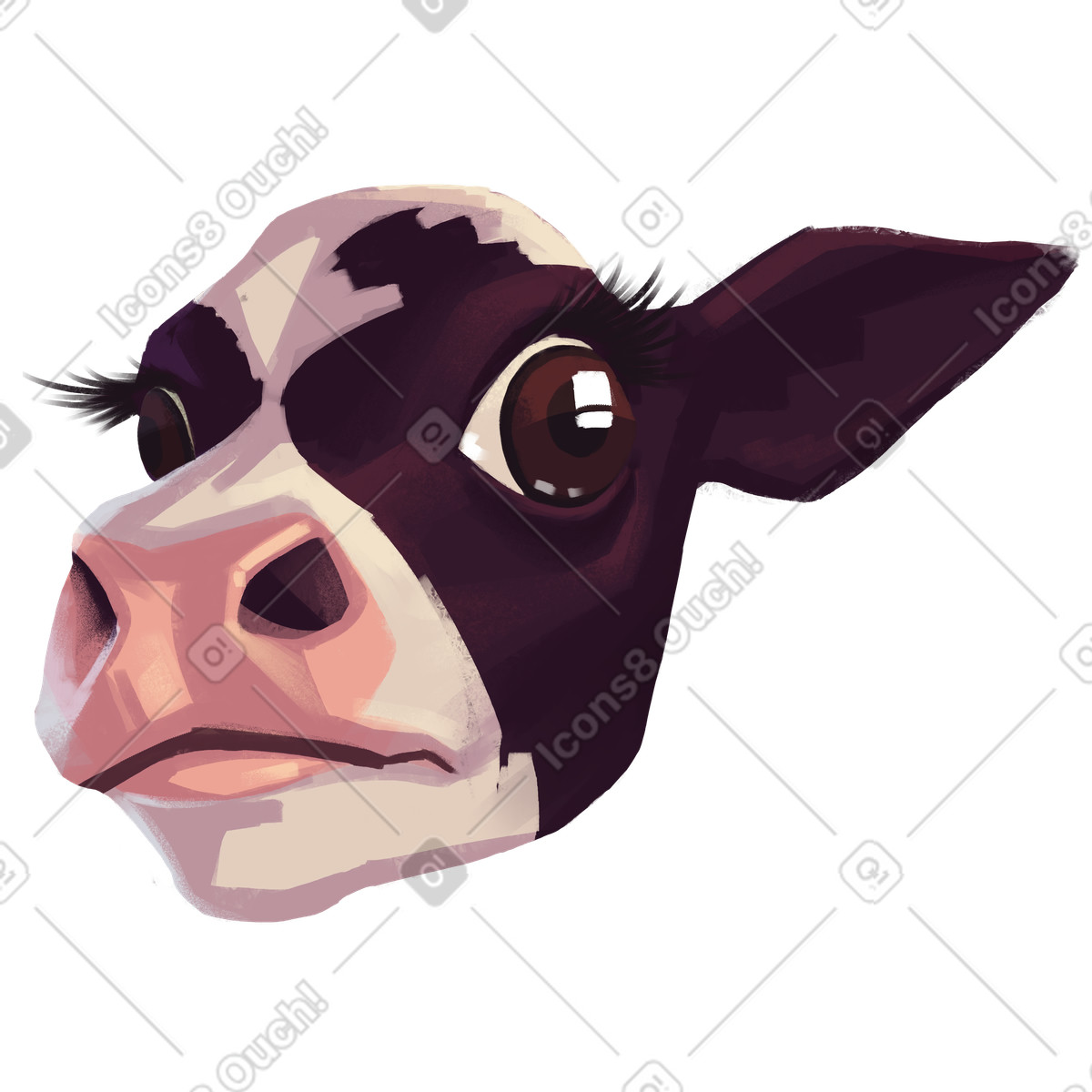 Scared cow-Illustration im Goofy-Stil als Download in PNG, SVG