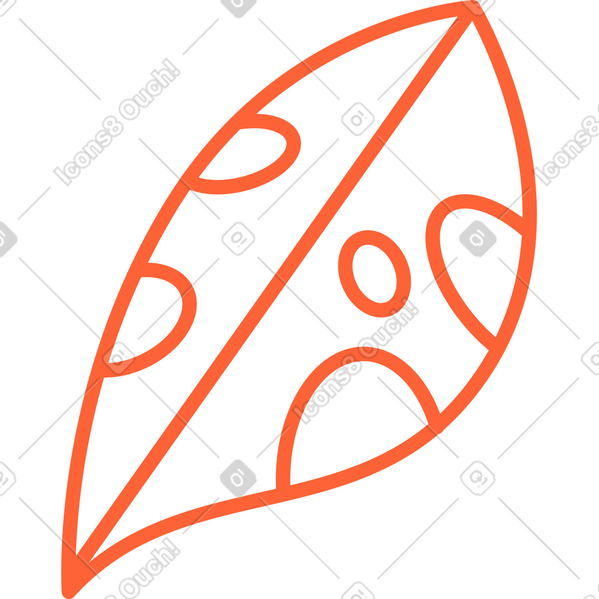 Ilustração de White leaf with ovals and red outline em no estilo Crayon para baixar em PNG, SVG