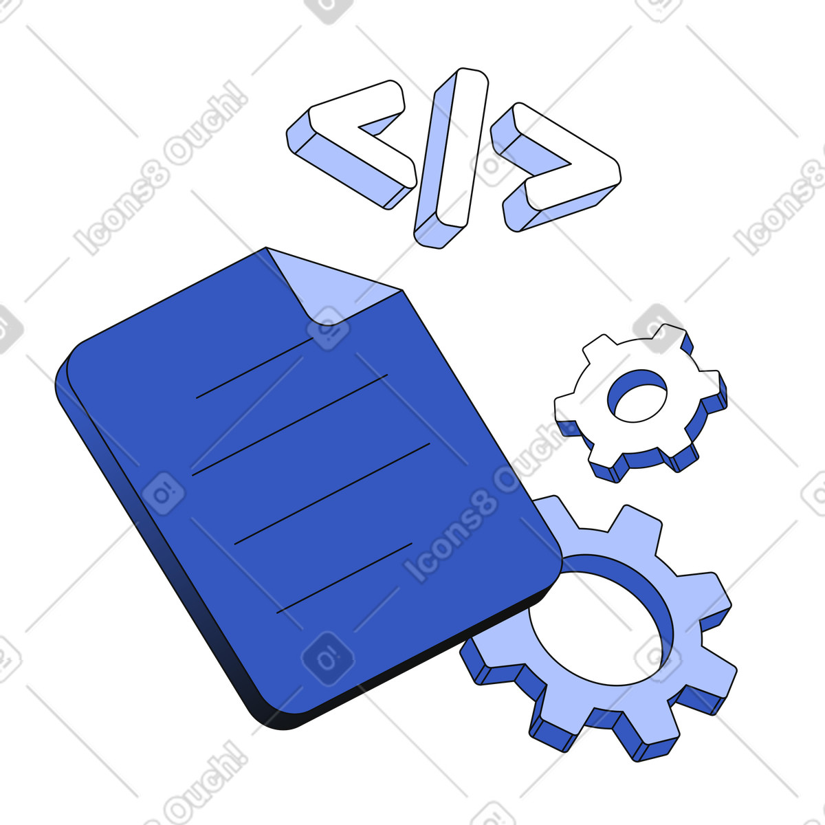 Source code file with angle brackets illustration in PNG, SVG