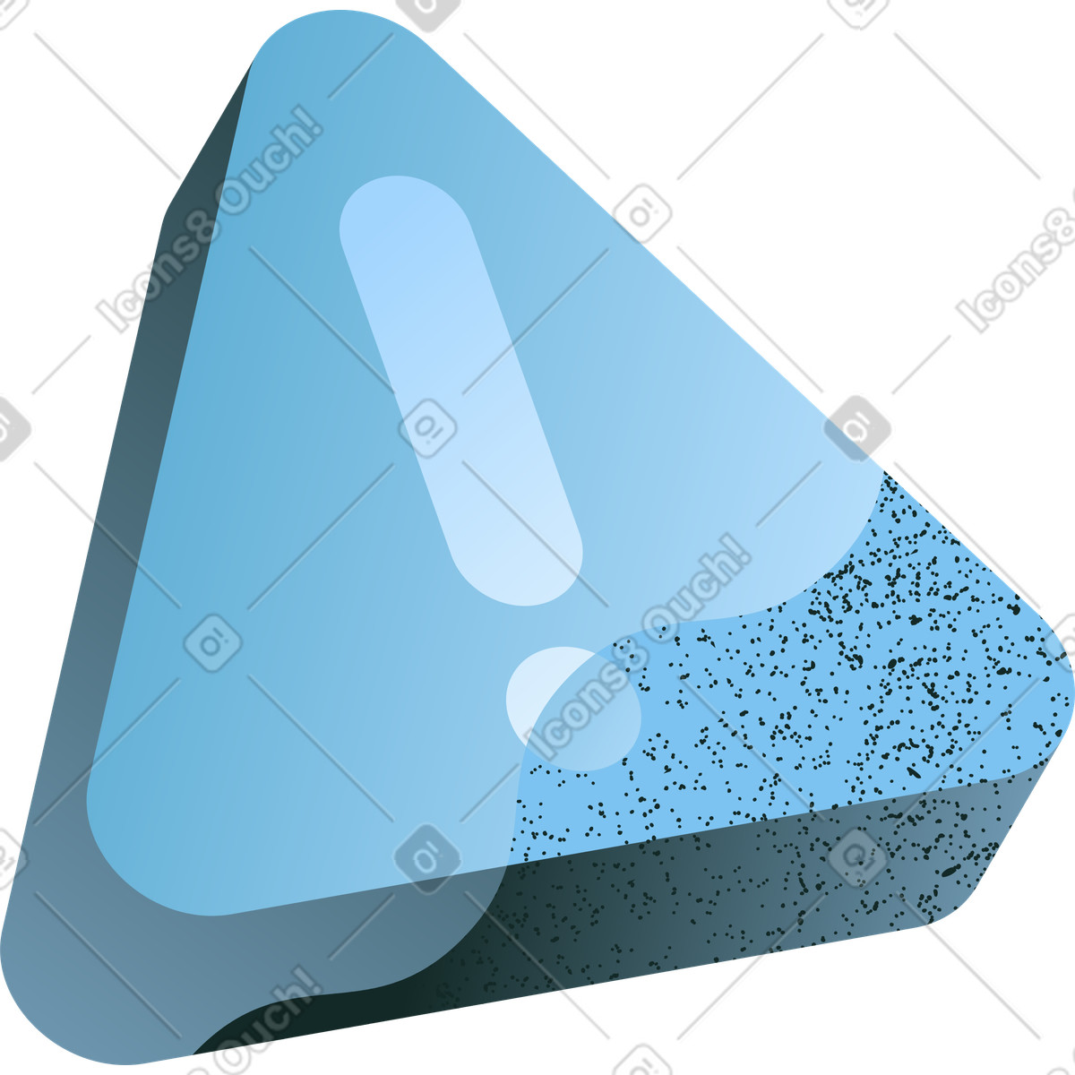 Blue warning alert symbol exclamation mark triangle illustration in Concept style download in PNG, SVG