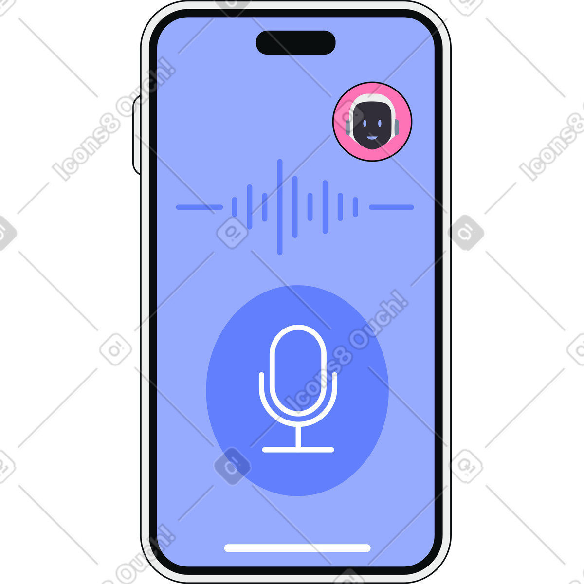 Ilustração de Interface telefone com assistente ia móvel em no estilo Teko para baixar em PNG, SVG