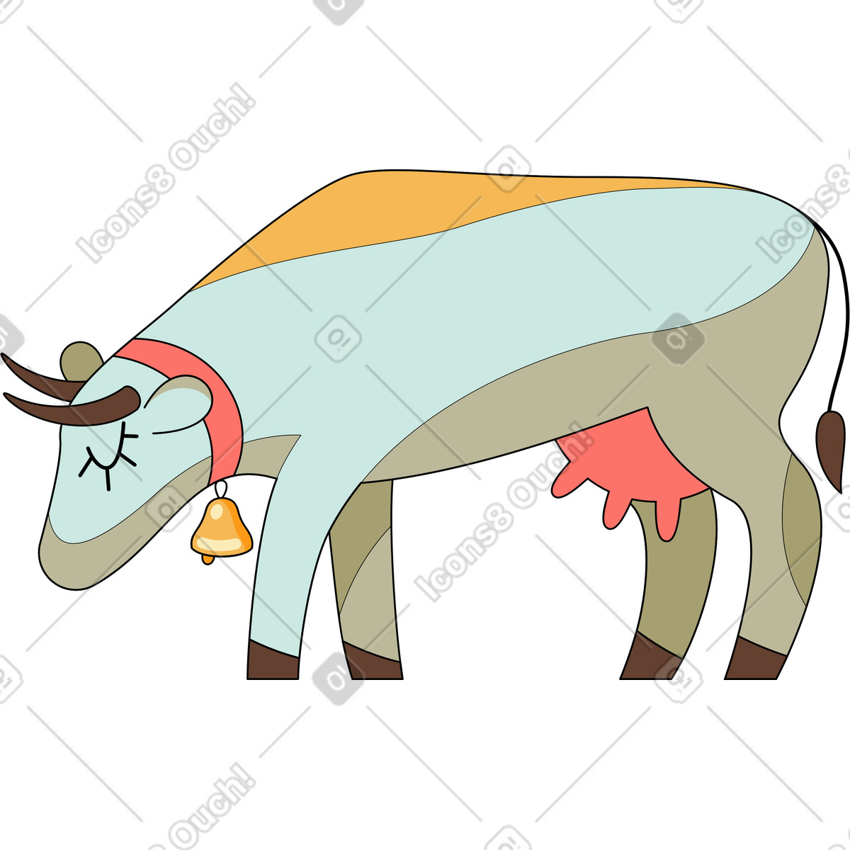 Kuh-Illustration im Surr-Stil als Download in PNG, SVG