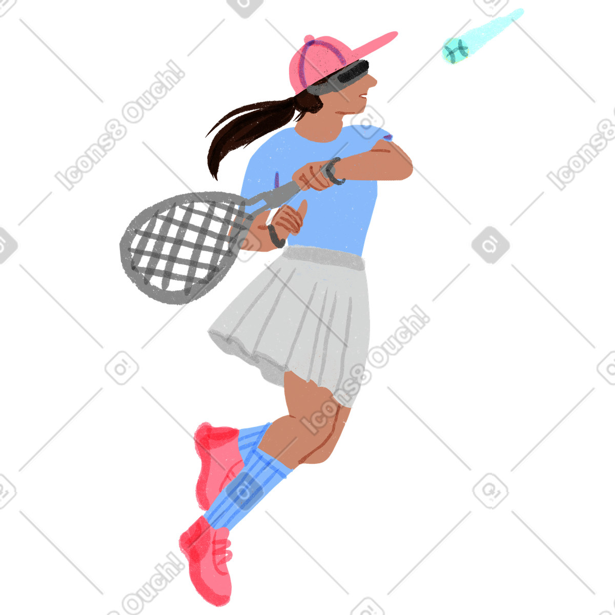 Woman playing vr tennis illustration in Public style download in PNG, SVG
