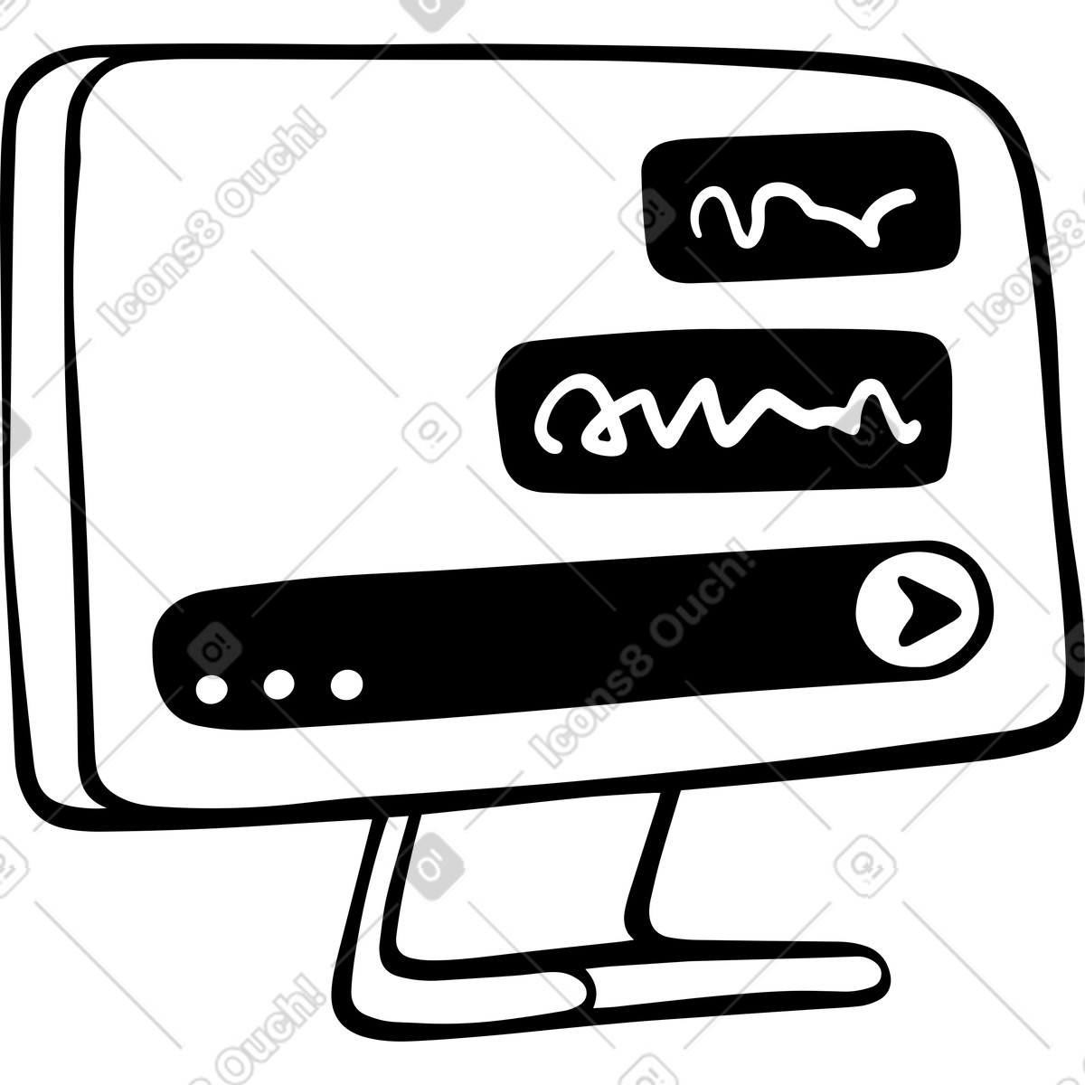 Computer monitor with chat messages illustration in PNG, SVG