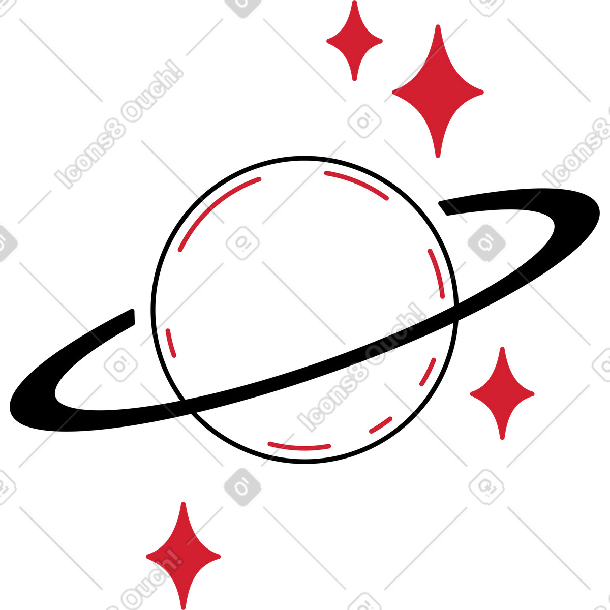Planet with stars illustration in PNG, SVG