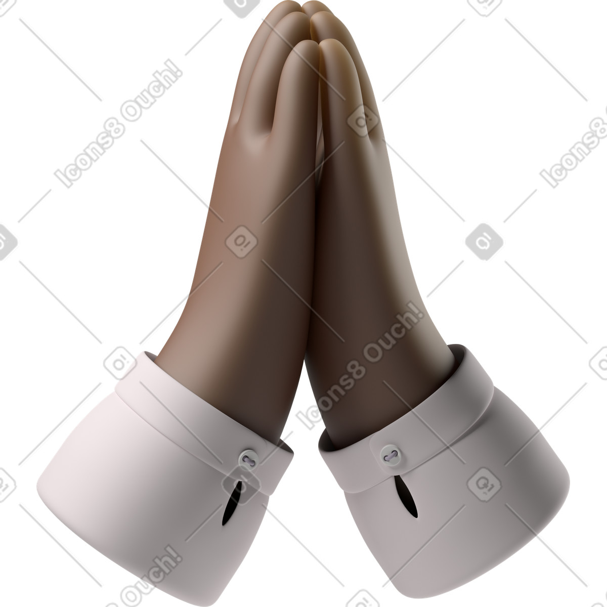 Black skin hands folded illustration in 3D Fun&Wild style download in PNG, SVG