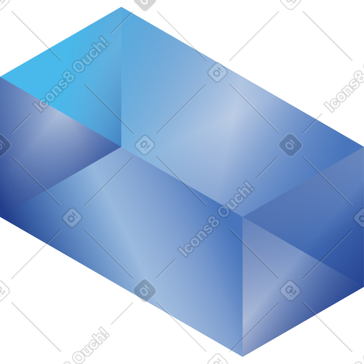 Blue glassy block illustration in PNG, SVG