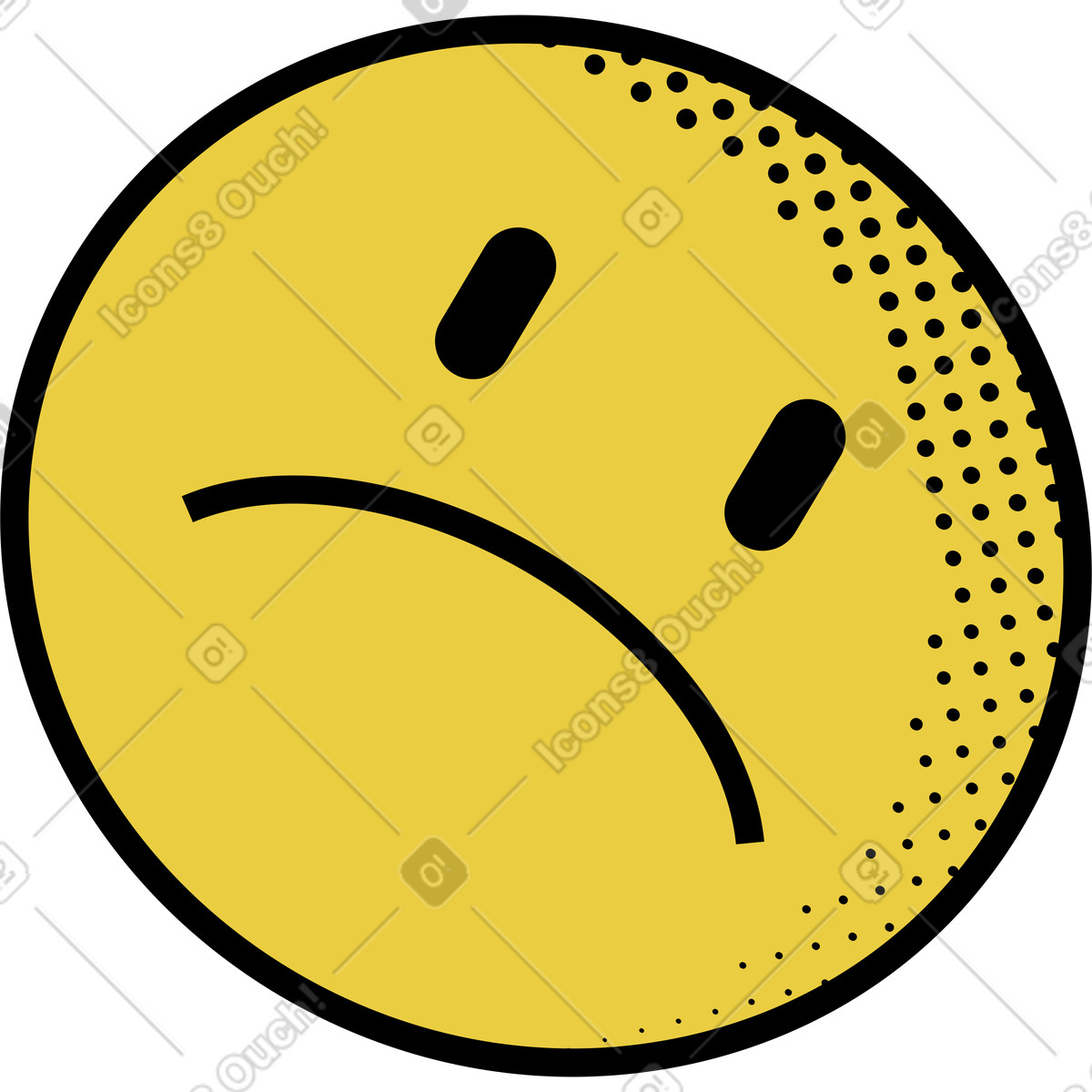 Ilustração de Rosto carrancudo emoji em no estilo Memphis para baixar em PNG, SVG