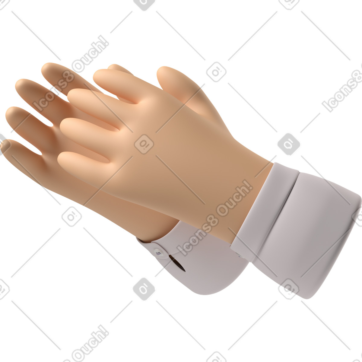 3D Hands Fun&Wild 스타일의 하얀 피부 손 박수 일러스트레이션 PNG, SVG 다운로드