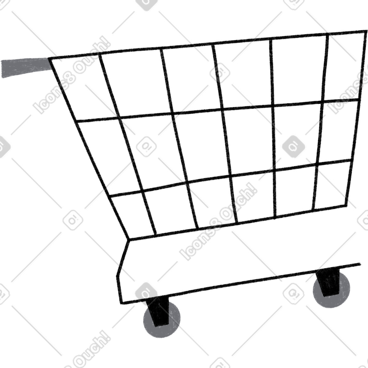 下载 Tutti 风格的 Shopping trolley on wheels 插画，支持 PNG、SVG 格式