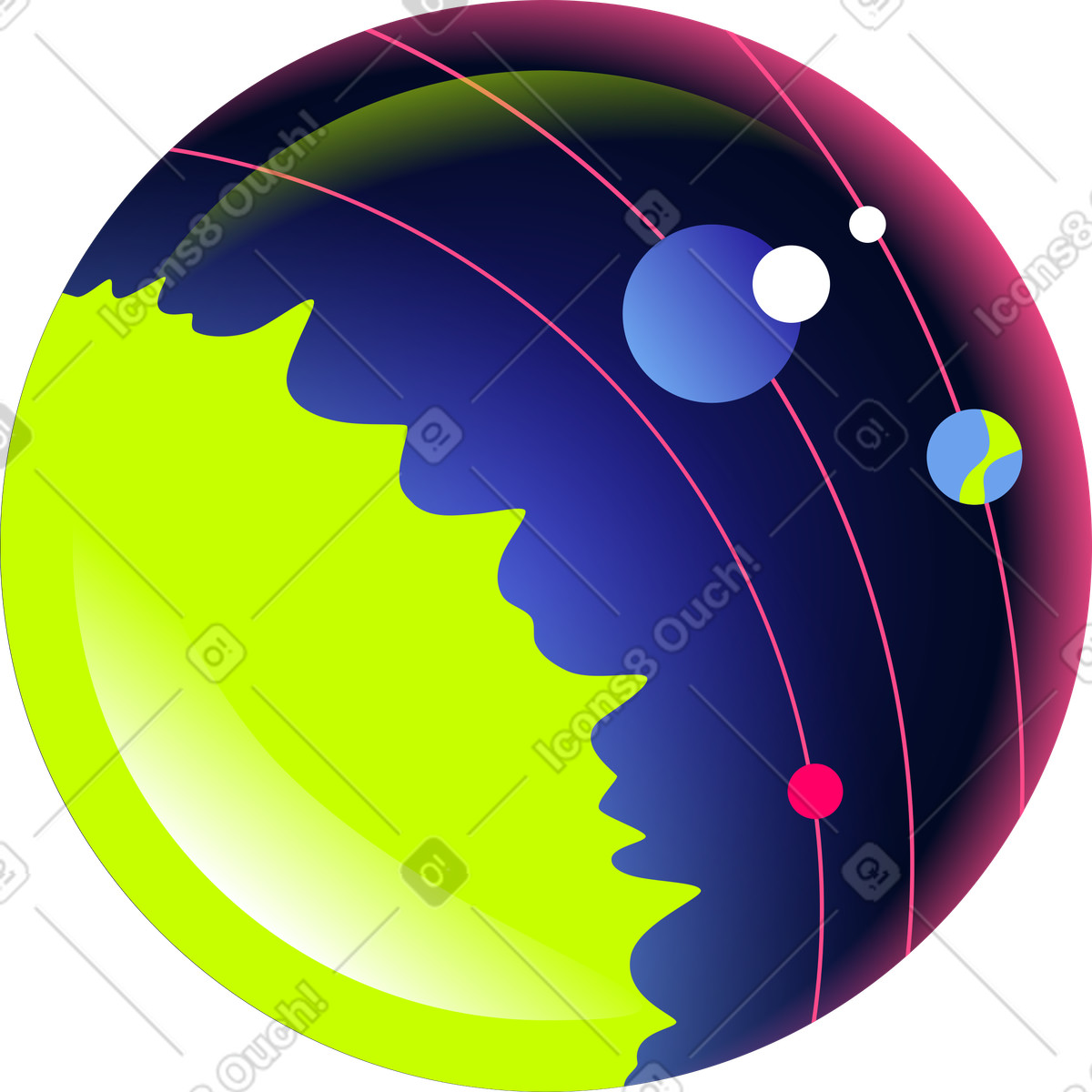 Lens with reflection of planets and sun illustrazione in stile Space scarica in PNG, SVG