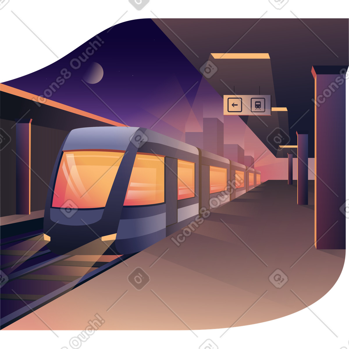 Hintergrundstation-Illustration im Vivid-Stil als Download in PNG, SVG